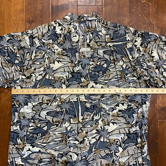 Aggio Vintage 90s Abstract Hawaiian Gray Tan Button Down Shirt Men's Size Large - Picture 6 of 7